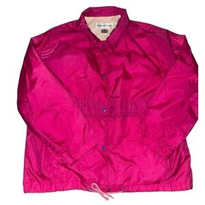 Country Concepts Lg Vintage 80's Hot Pink Windbreaker Jacket Collar Snap Waist